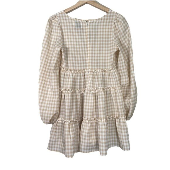 Princess Polly Ainslie MINI DRESS White Beige Gingham Size 2 Tomato Girl Summer - Picture 8 of 12